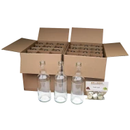 500ml Clear Glass Beer Bottles With Crown Caps - Pack of 24
