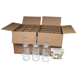 500ml Clear Glass Beer Bottles With Crown Caps - Pack of 24