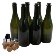75cl Champagne / Sparkling Wine Bottles With Traditional Corks & Cages - Box Of 6