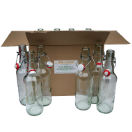 500ml Clear Glass Swing Top Bottles - Box Of 12