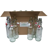 500ml Clear Glass Swing Top Bottles - Box Of 12