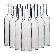 750ml Clear Wine Bottles With Corks - Box of 12