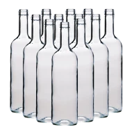 750ml Clear Wine Bottles With Corks - Box of 12
