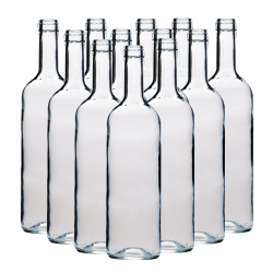 750ml Clear Wine Bottles With Corks - Box of 12