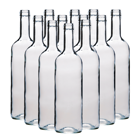 750ml Clear Wine Bottles With Corks - Box of 12