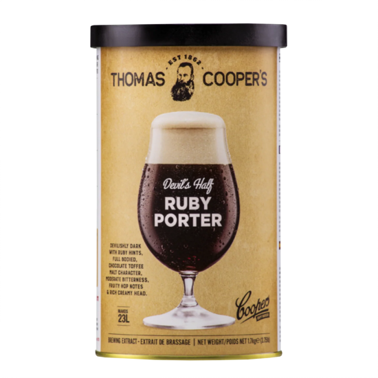 Coopers Devils Half Ruby Porter - 1.7kg - 40 Pint - Single Tin Beer Kit