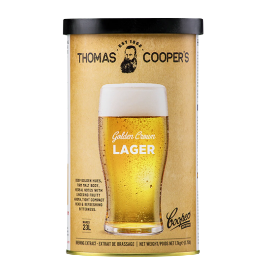 Coopers Golden Crown Lager - 1.7kg - 40 Pint - Single Tin Beer Kit