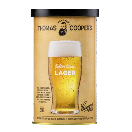 Coopers Golden Crown Lager - 1.7kg - 40 Pint - Single Tin Beer Kit
