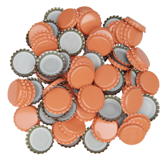 1000 Orange Crown Caps - 26mm - For Standard Beer Bottles