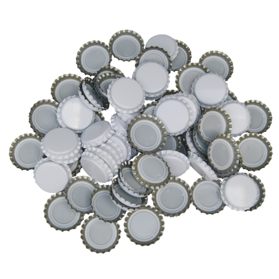 100 White Crown Caps - 26mm - For Beer Bottles