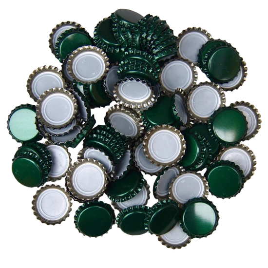 100 Green Crown Caps - 26mm - For Beer Bottles