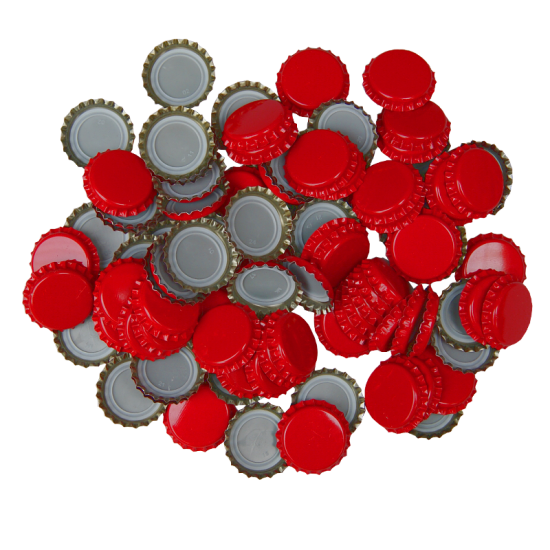 100 Red Crown Caps - 26mm - For Beer Bottles