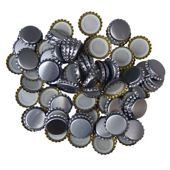 100 Silver Crown Caps - 26mm - For Beer Bottles