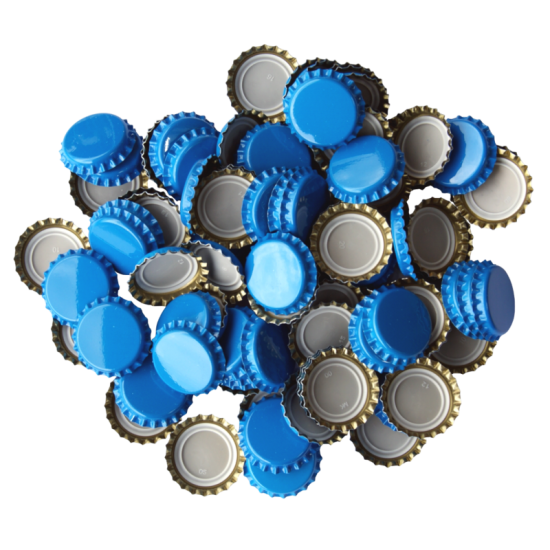 100 Sky Blue Crown Caps - 26mm - For Beer Bottles