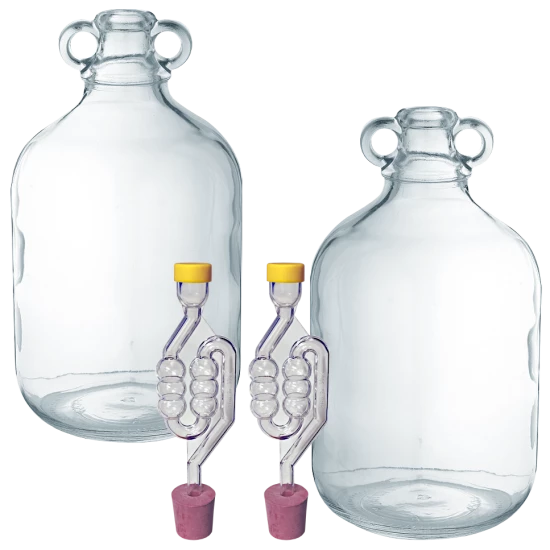 2 x Glass 1 Gallon Demijohns Including Bungs And Airlocks