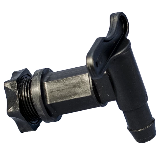 Black Plastic Lever Tap For Fermentation Vessel / King Keg - 25mm Thread