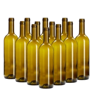 750ml Green Wine Bottles With Corks - Box of 12