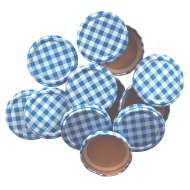 63mm Twist On Jam Jar Lids - Blue Gingham - Pack Of 12