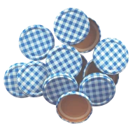 63mm Twist On Jam Jar Lids - Blue Gingham - Pack Of 12