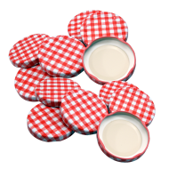 63mm Twist On Jam Jar Lids - Red Gingham - Pack Of 12