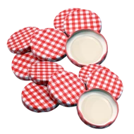 63mm Twist On Jam Jar Lids - Red Gingham - Pack Of 12