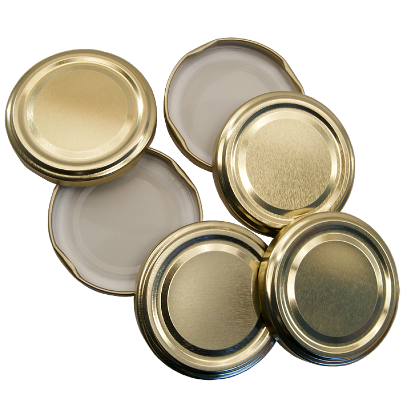 63mm Twist On Jam Jar Lids - Gold - Pack Of 6