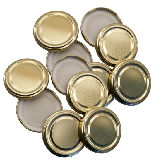 63mm Twist On Jam Jar Lids - Gold - Pack Of 12