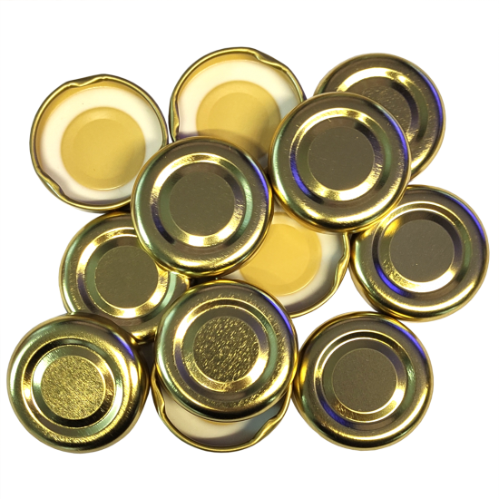 38mm Twist On Bottle And Jam Jar Lids - Gold - Pack Of 12