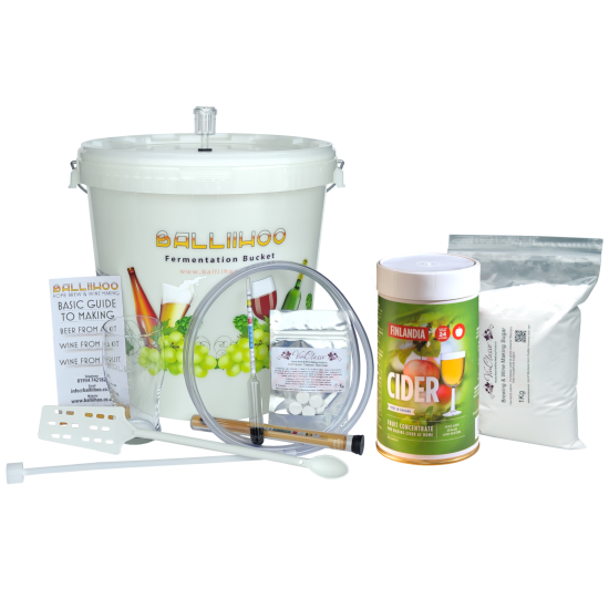 Balliihoo Basic Starter Equipment Kit - With 40 Pint Cider Ingredients & 1Kg Brewing Sugar