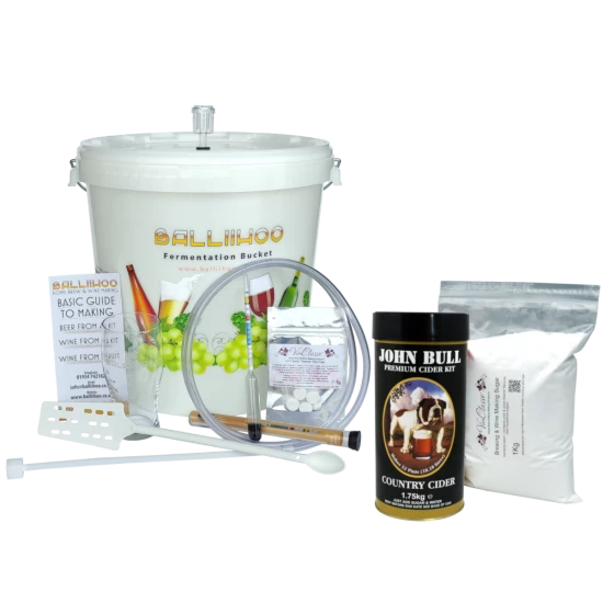 Balliihoo Basic Starter Equipment Kit - With 40 Pint Cider Ingredients & 1Kg Brewing Sugar