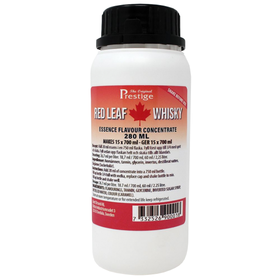 Original Prestige Bulk Spirit Flavouring Essence - Red Leaf Legend Whisky - 280ml