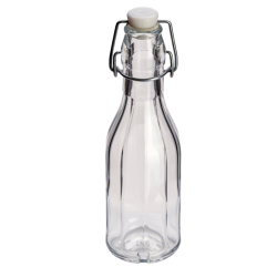 250ml Decagon (10 Sided) Clear Glass Swing Top Bottle