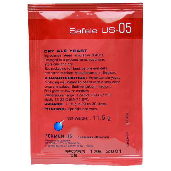 Fermentis Brewing Yeast Safale Us05 American Ale Yeast 11.5g