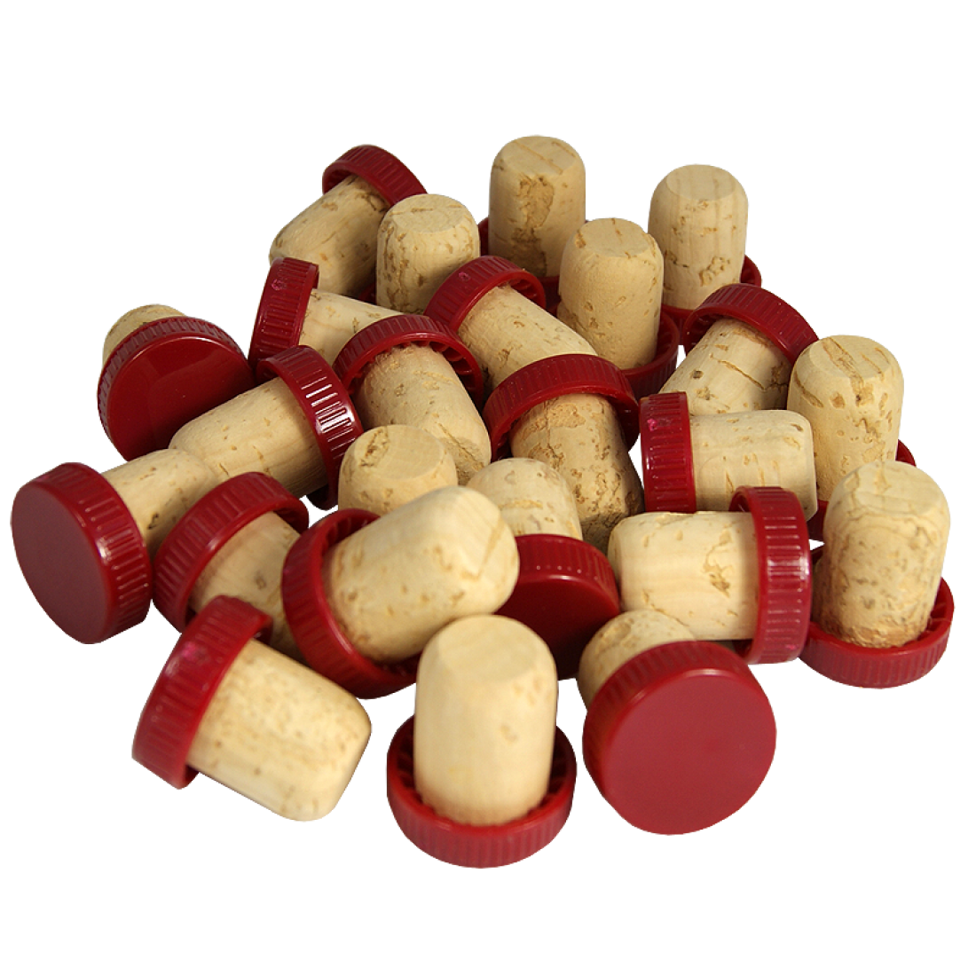 Plastic Top Flanged Corks / Wine Stoppers Red Pack Of 24 The