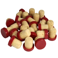 Plastic Top Flanged Corks / Wine Stoppers - Red - Pack of 24