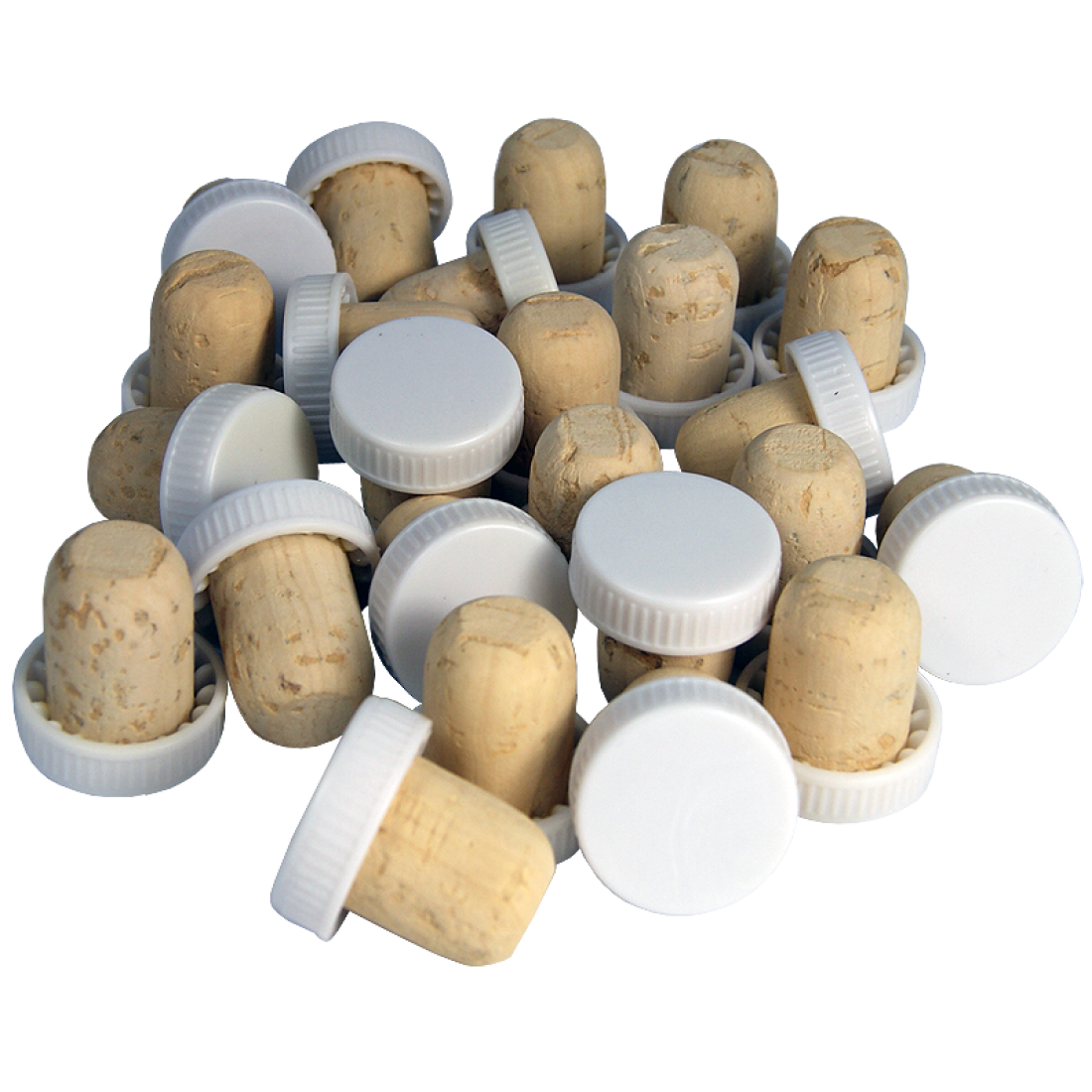 Plastic Top Flanged Corks / Wine Stoppers White Pack Of 24 The