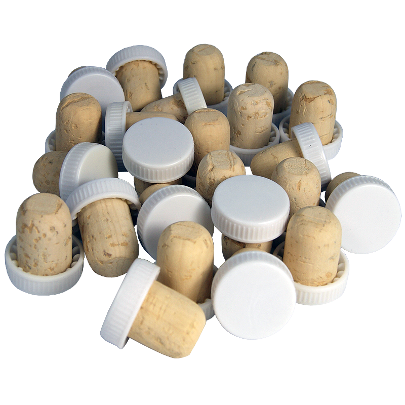 Plastic Top Flanged Corks / Wine Stoppers White Pack Of 24 The