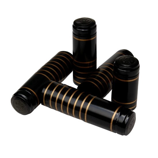 Shrink Capsules - For Wine Bottles - Black With Gold Bands - Pack of 30