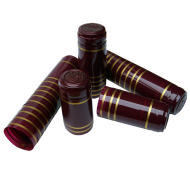 Shrink Capsules - For Wine Bottles - Red With Gold Bands - Pack of 30