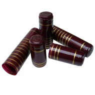 Shrink Capsules - For Wine Bottles - Red With Gold Bands - Pack of 30