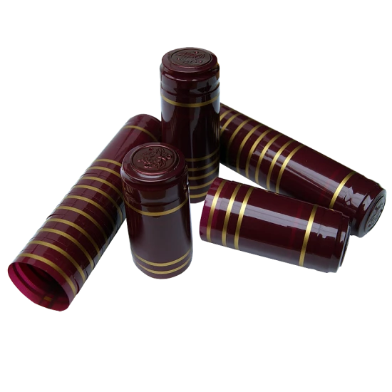 Shrink Capsules - For Wine Bottles - Red With Gold Bands - Pack of 30