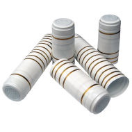 Shrink Capsules - For Wine Bottles - White With Gold Bands - Pack of 30