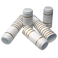Shrink Capsules - For Wine Bottles - White With Gold Bands - Pack of 30