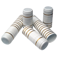 Shrink Capsules - For Wine Bottles - White With Gold Bands - Pack of 30