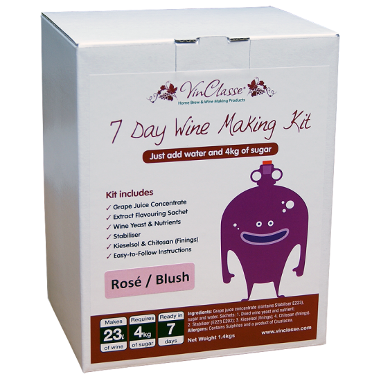 VinClasse Rose Blush Wine Kit - 23 Litres 7 Day - Requires Sugar