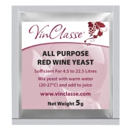 VinClasse Wine Making Yeast - All Purpose Red - 5g Sachet