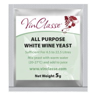 VinClasse Wine Making Yeast - All Purpose White - 5g Sachet