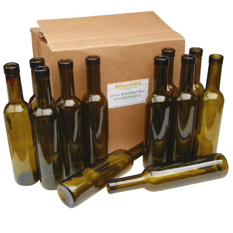 12 Green Half size 375ml Wine Bottles