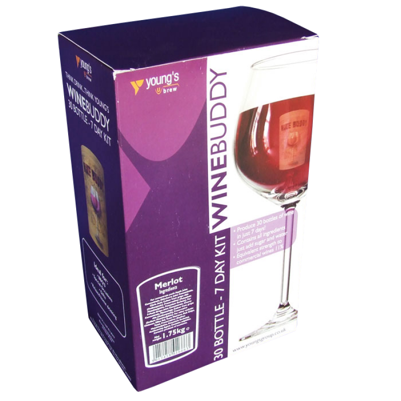 Youngs Winebuddy Wine Kit Merlot 30 Bottle 7 Day Kit The Homebrew Centre