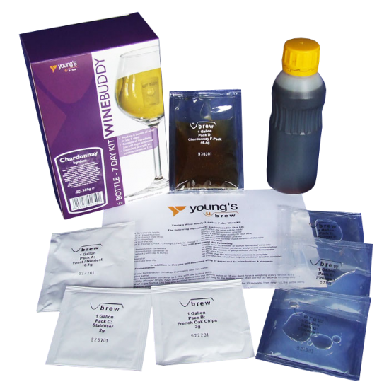 Youngs Winebuddy Wine Kit Refill Chardonnay 6 Bottle 7 Day Kit